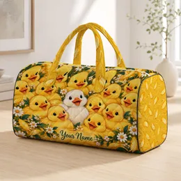 Golden Yellow Duckling Crowd for Cheerful Family Getaways and Spring Travel Escapes Quilted Weekend Bag