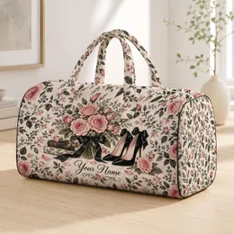 Blush Rose Bouquets And Black Heels For Elegant Getaways And Romantic Fashion Lovers Quilted Weekend Bag