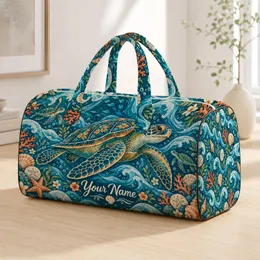Sea Turtle Coastal Ocean Motifs for Beach Getaways and Relaxed Summer Travel Escapes Quilted Weekend Bag
