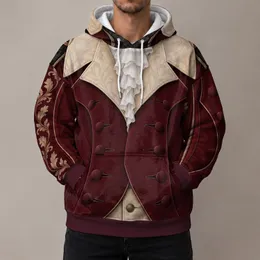 Burgundy Revolutionary Waistcoat Look for Theater Cosplay and Halloween Events All-over Print Hoodie (Lightweight)