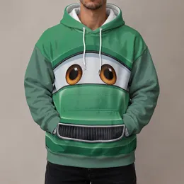 Green Cartoon Race Car Front for Halloween Cosplay and Family Theme Park Outings All-over Print Hoodie (Lightweight)
