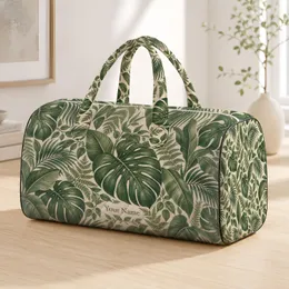 Tropical Green Monstera and Fern Foliage for Relaxed Island Getaways and Summer Escapes Quilted Weekend Bag