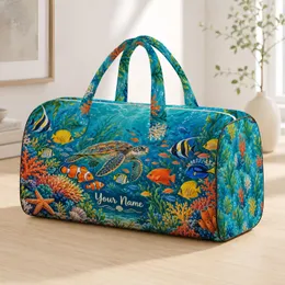 Colorful Tropical Fish Underwater Scene for Coastal Getaways and Vacation Travel Quilted Weekend Bag
