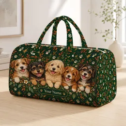 Happy Puppy Portraits for Road Trip Adventures and Cheerful Holiday Getaways Quilted Weekend Bag