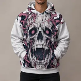 Pink Horror Skull Motif for Alternative Nightlife and Everyday Streetwear Style All-over Print Hoodie (Lightweight)