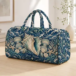 Vintage Coastal Seashells And Starfish For Seaside Escapes And Summer Travel Lovers Quilted Weekend Bag