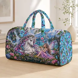Unicorn, Fairy And Butterfly Fantasy For Whimsical Weekend Travel And Gift Giving Dreamers Quilted Weekend Bag