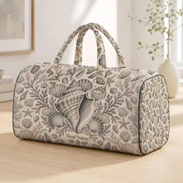 Oversized Spiral Conch Shell and Scallop Halo for Coastal Getaways and Seaside Travel Quilted Weekend Bag