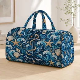 Nautical Anchor Starfish Ocean Waves for Coastal Getaways and Summer Travel Lovers Quilted Weekend Bag