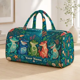Colorful Alligator Friends for Florida Beach Getaways and Summer Vacation Travelers Quilted Weekend Bag