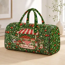Strawberry Market Garden for Summer Getaways and Charming Country Escapes Quilted Weekend Bag