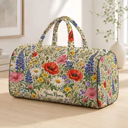 Wildflower Daisy Blooms for Cottagecore Getaways and Springtime Travel Gifts for Her Quilted Weekend Bag