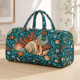 Seashell Coral and Seaweed for Coastal Beach Getaways and Ocean Lovers Quilted Weekend Bag