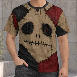 Creepy Patchwork Doll Face for Halloween Parties and Spooky Everyday Style Fans All-over Print Unisex T-shirt