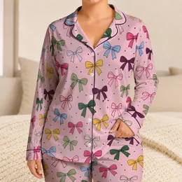 Colorful Ribbon Bows for Cozy Lounging and Sweet Everyday Relaxation at Home for Women Satin Pajamas Set