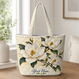 White Magnolia Blossoms for Southern Garden Lovers and Springtime Gift Giving Quilted Tote Bag