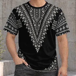 Monochrome Geometric Floral Motifs for Beach Getaways and Relaxed Summer Days for Men All-over Print Unisex T-shirt