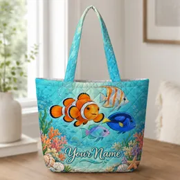Tropical Reef Fish And Coral For Sunny Beach Days And Relaxed Coastal Getaways Quilted Tote Bag