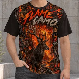Blazing Stag Woodland Scene for Cozy Evenings and Rustic Weekend Lounge Style All-over Print Unisex T-shirt