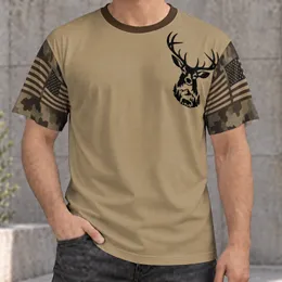 Deer Antlers and Mountain Wilderness Emblem for Hunting and Outdoor Adventure All-over Print Unisex T-shirt
