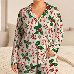 Candy Canes and Holly Berries for Cozy Christmas Mornings and Festive Winter Cheer Satin Pajamas Set