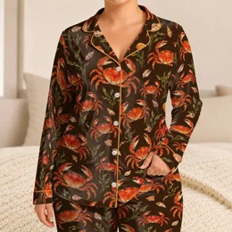 Scarlet Crab Coastal Motif for Relaxed Seaside Lounging and Ocean-Inspired Gifts for Him Satin Pajamas Set