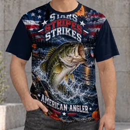 Moonlit Bass Fishing With Patriotic Colors for Anglers and Outdoor Weekends All-over Print Unisex T-shirt