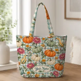 Autumn Pumpkins And Chrysanthemums For Thanksgiving Gatherings And Fall Market Days Quilted Tote Bag