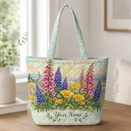 Colorful Wildflower Garden Blooms for Summer Days and Mother’s Day Gift for Mom Quilted Tote Bag