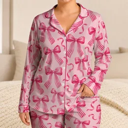 Hot Pink Ribbon Bows for Cozy Valentine's Evenings and Sweet Gift Giving at Home Satin Pajamas Set