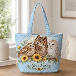 Sunflower Owls and Botanical Blooms for Garden Lovers, Halloween Gifting and Nature Fans Quilted Tote Bag