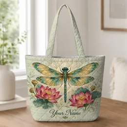Golden Dragonfly and Jewel-Tone Blooms for Garden Days and Nature Lover Gifts Quilted Tote Bag