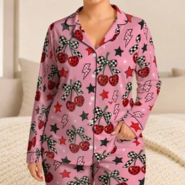 Cherry Bow Lightning Stars and Leopard Hearts for Playful Cozy Nights Satin Pajamas Set