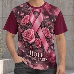 Pink Rose Ribbon Breast Cancer Awareness Support Gift for Survivors and Advocates All-over Print Unisex T-shirt