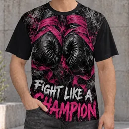 Black Boxing Gloves with Pink Wraps for Fight Night Training and Champion Mindset Gift All-over Print Unisex T-shirt