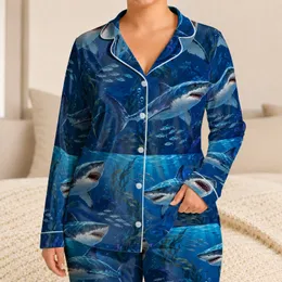 Deep Sea Sharks And Ocean Currents For Adventurous Coastal Getaways Satin Pajamas Set