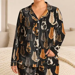 Mixed-Coat Cats for Cozy Evenings at Home and Thoughtful Gifts for Cat Lovers Satin Pajamas Set