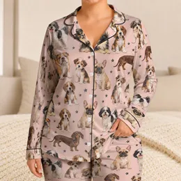 Watercolor Puppy Companions for Cozy Spring Evenings and Easter Gift Giving at Home Satin Pajamas Set