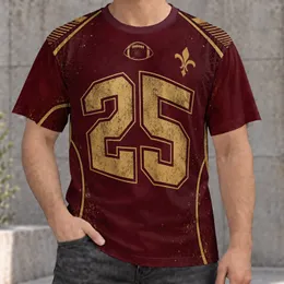 Burgundy Gold Football Number 25 Style For Game Day And Casual Sports Fans All-over Print Unisex T-shirt