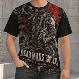 Skeleton Cowboy Rodeo Scene for Western Gothic Nights and Dark Country Style All-over Print Unisex T-shirt