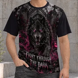 Gothic Wolf Under a Full Moon for Dark Nights and Halloween, Men’s Alternative Style All-over Print Unisex T-shirt