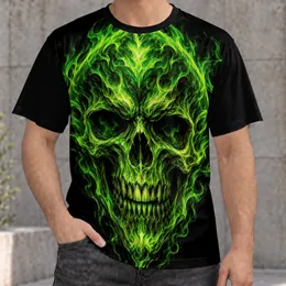 Green Flame Skull for Outdoor Adventures and Vintage Casual Style All-over Print Unisex T-shirt