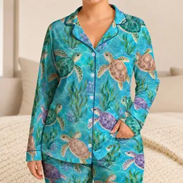 Sea Turtle Ocean Adventure for Sunny Days and Little Nature Explorers Satin Pajamas Set