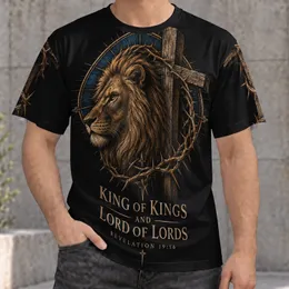 Lion Thorn Crown and Cross for Church Worship and Everyday Christian Style for Men All-over Print Unisex T-shirt