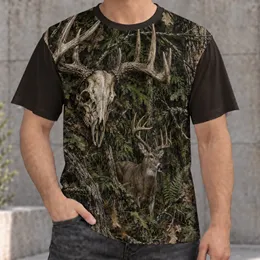 Detailed Deer Skull And Whitetail Forest Camo For Hunting Season And Outdoor Men All-over Print Unisex T-shirt