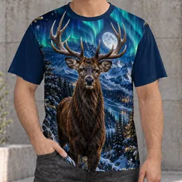 Majestic Stag Beneath Northern Lights for Winter Getaways and Nature Lovers Everywhere All-over Print Unisex T-shirt