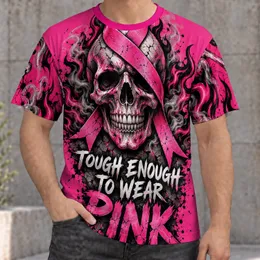Pink Ribbon Skull for Breast Cancer Awareness Support and Resilience Gift All-over Print Unisex T-shirt