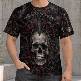 Gothic Skull Cross And Roses For Dark Alternative Everyday Style All-over Print Unisex T-shirt