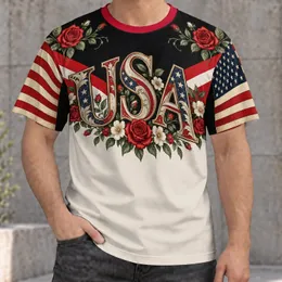 Patriotic USA Floral Lettering for Independence Day Gatherings and Summer Celebrations All-over Print Unisex T-shirt