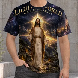 Radiant Christ Among Golden Mountains for Faithful Worship and Daily Devotion All-over Print Unisex T-shirt